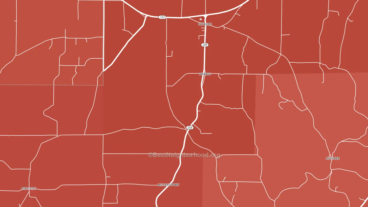 Marble, PA block-group political-lean map