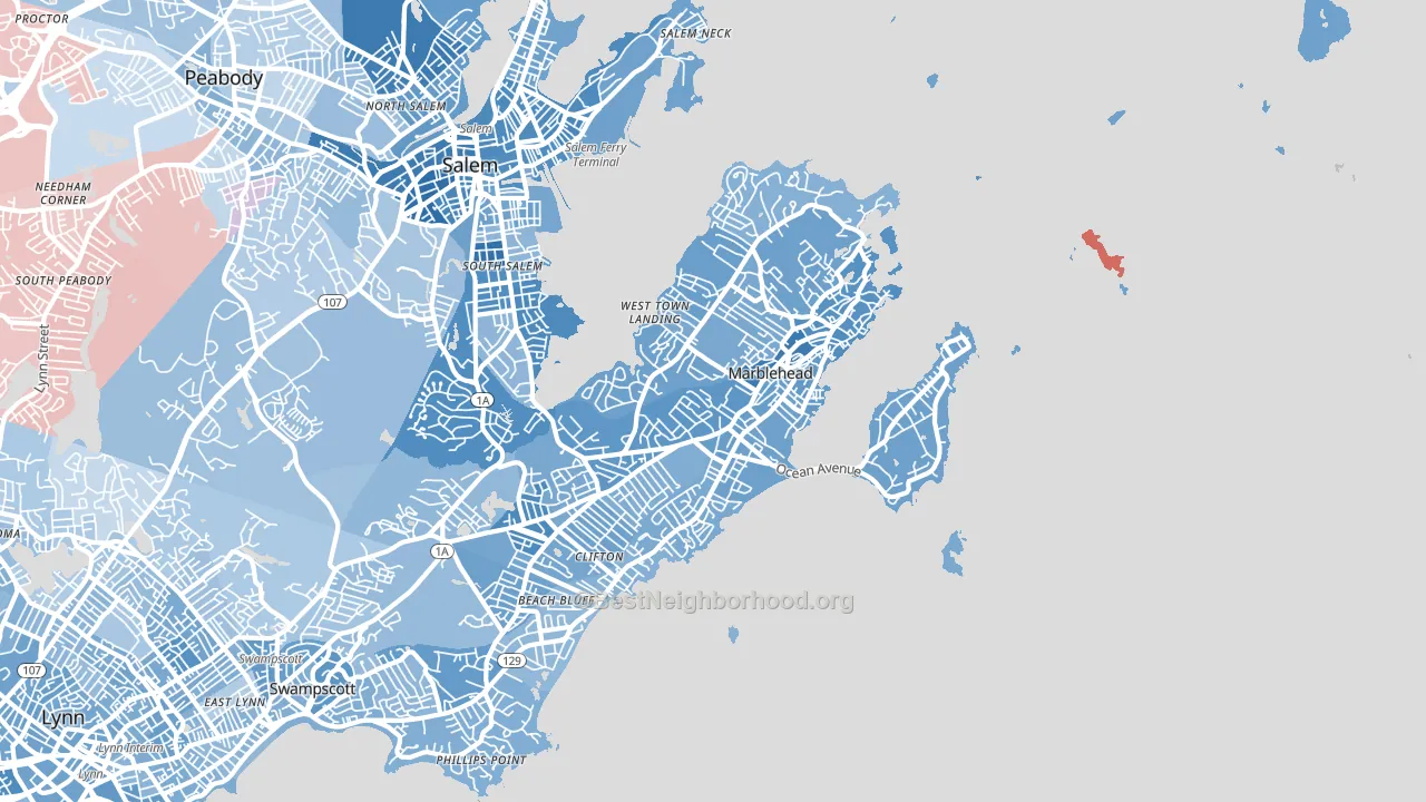 Marblehead, MA block-group political-lean map