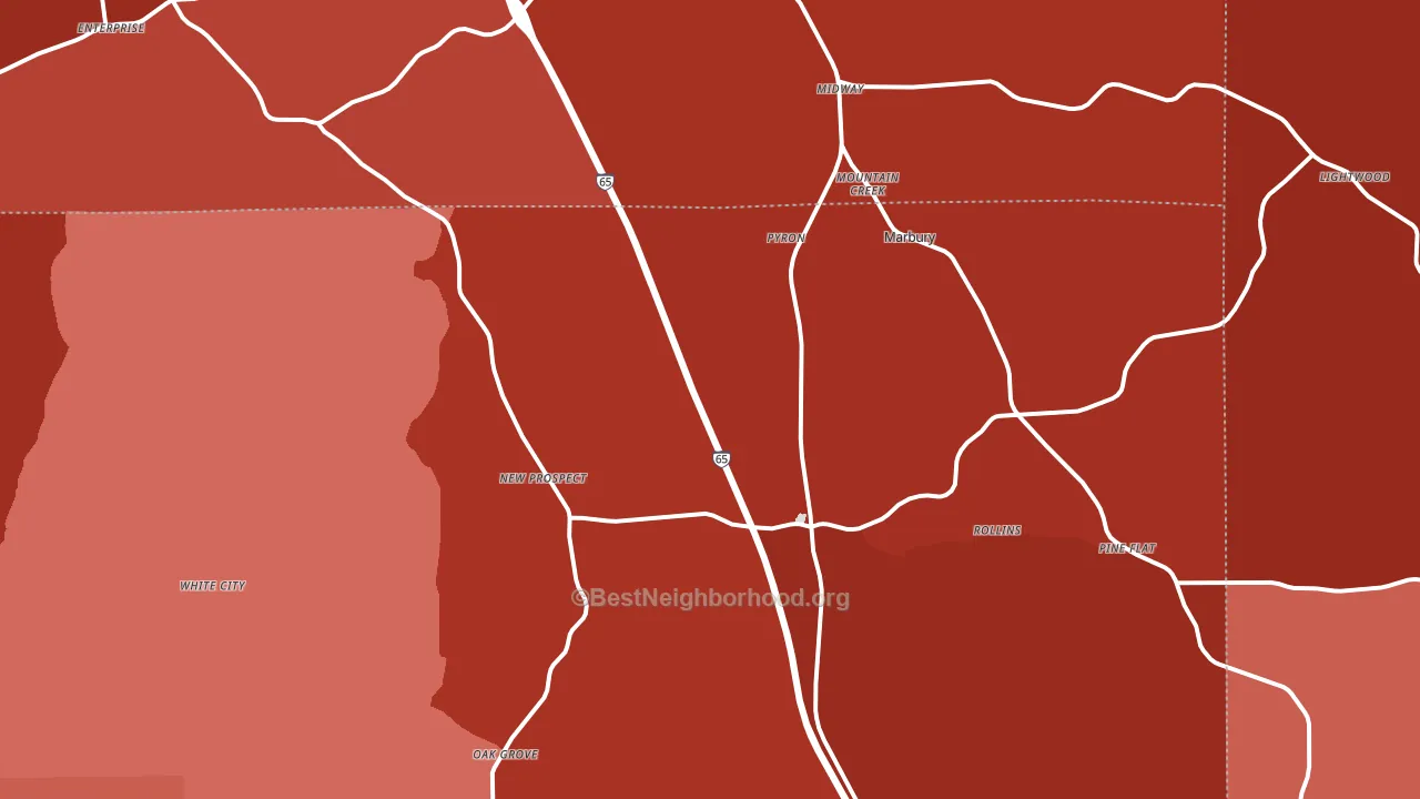 Marbury, AL block-group political-lean map