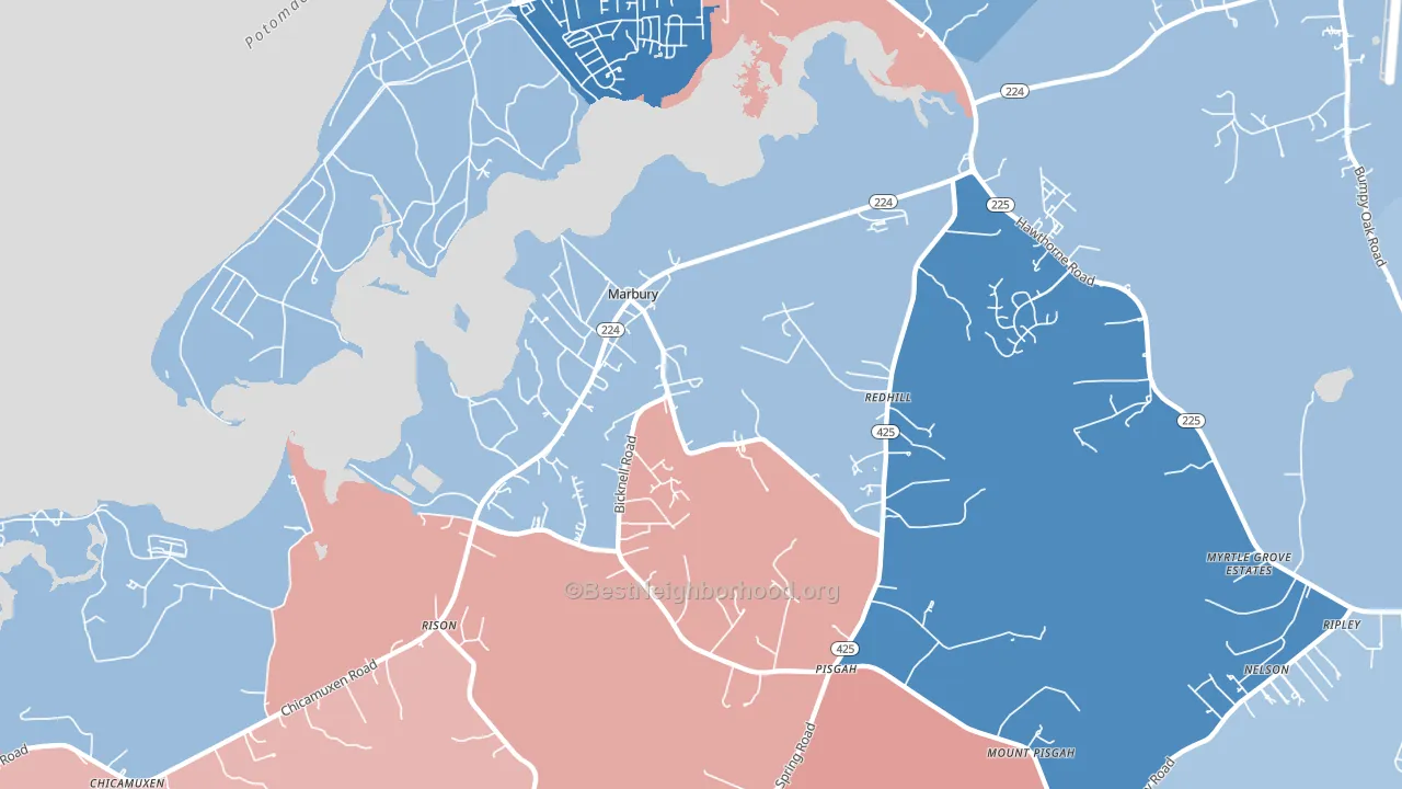 Marbury, MD block-group political-lean map