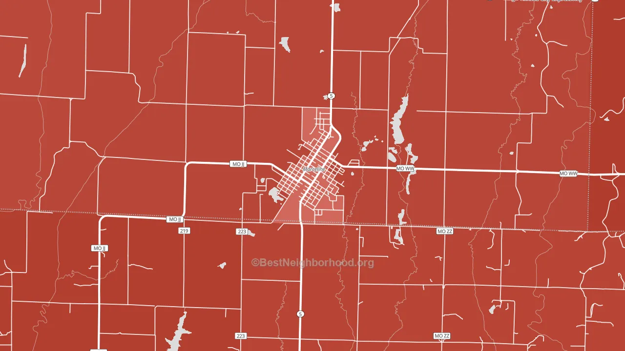 Marceline, MO block-group political-lean map