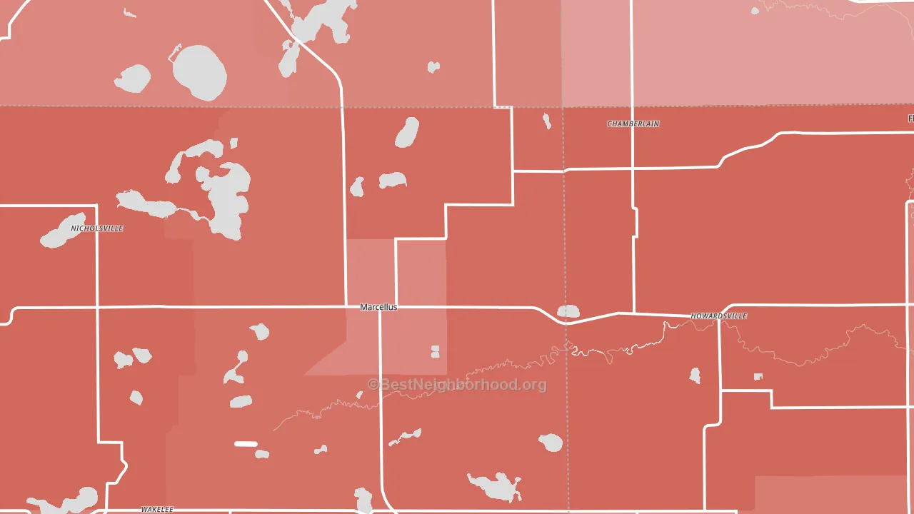 Marcellus, MI block-group political-lean map