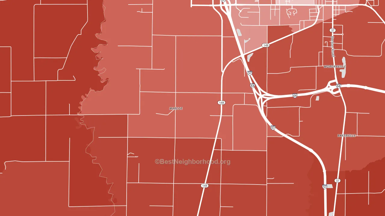 Marcoe, IL block-group political-lean map