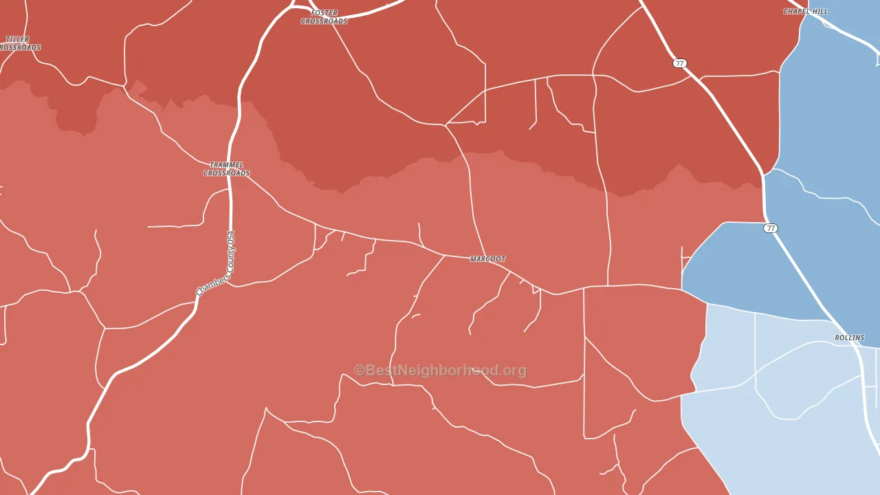 Marcoot, AL block-group political-lean map