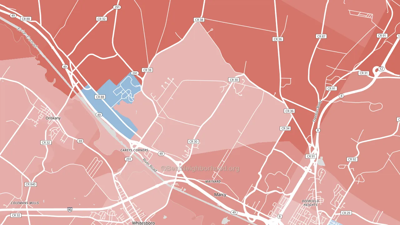 Marcy, NY block-group political-lean map