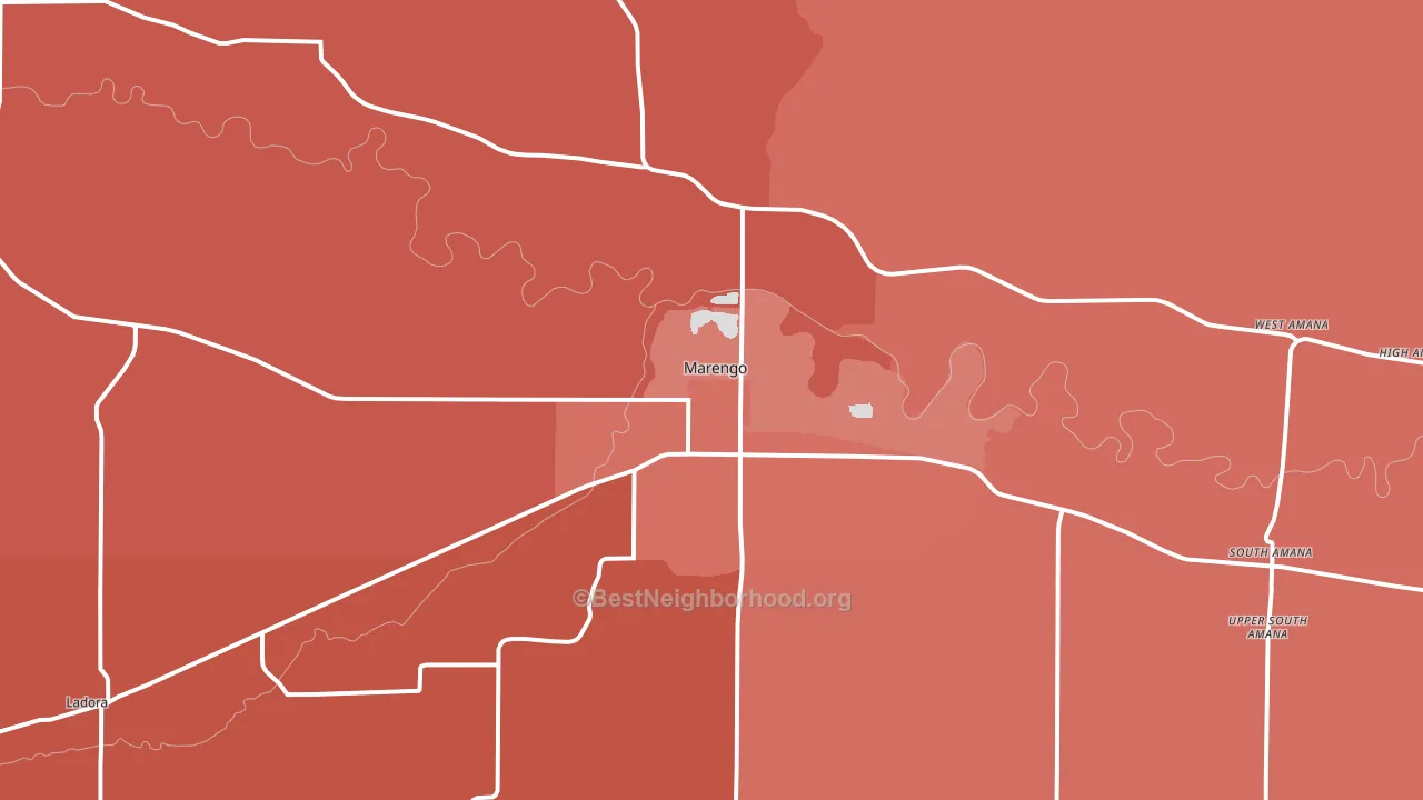 Marengo, IA block-group political-lean map