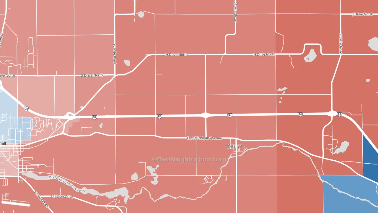 Marengo, MI block-group political-lean map