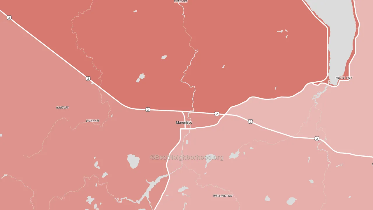 Marenisco, MI block-group political-lean map