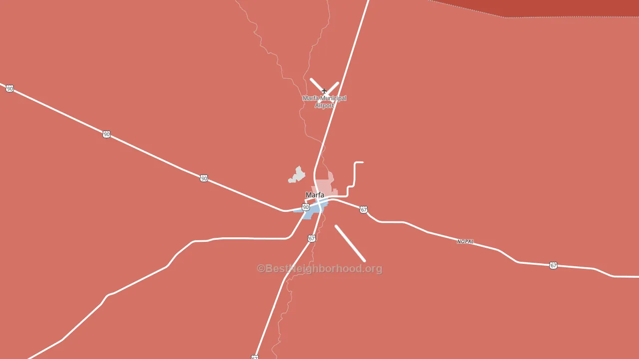 Marfa, TX block-group political-lean map