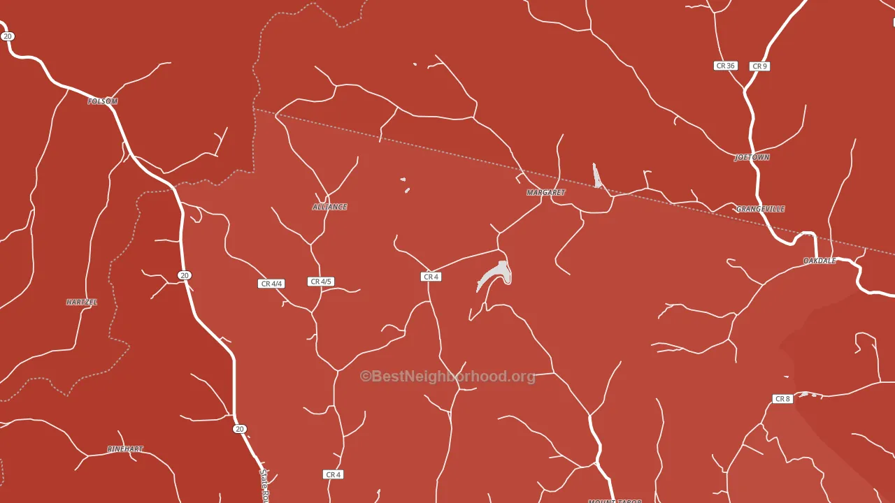 Margaret, WV block-group political-lean map