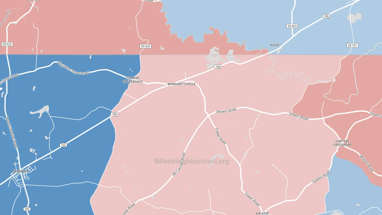 Margarettsville, NC block-group political-lean map
