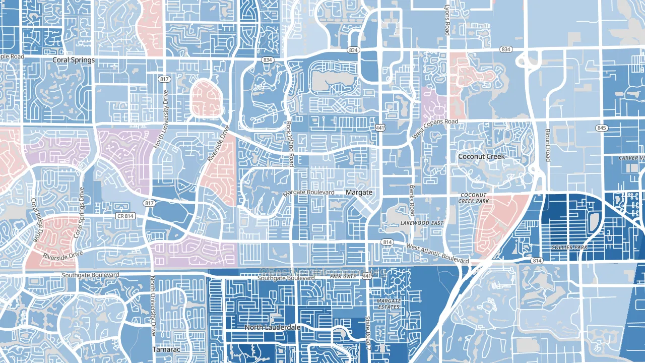 Margate, FL block-group political-lean map