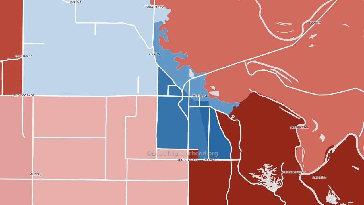 Marianna, AR block-group political-lean map