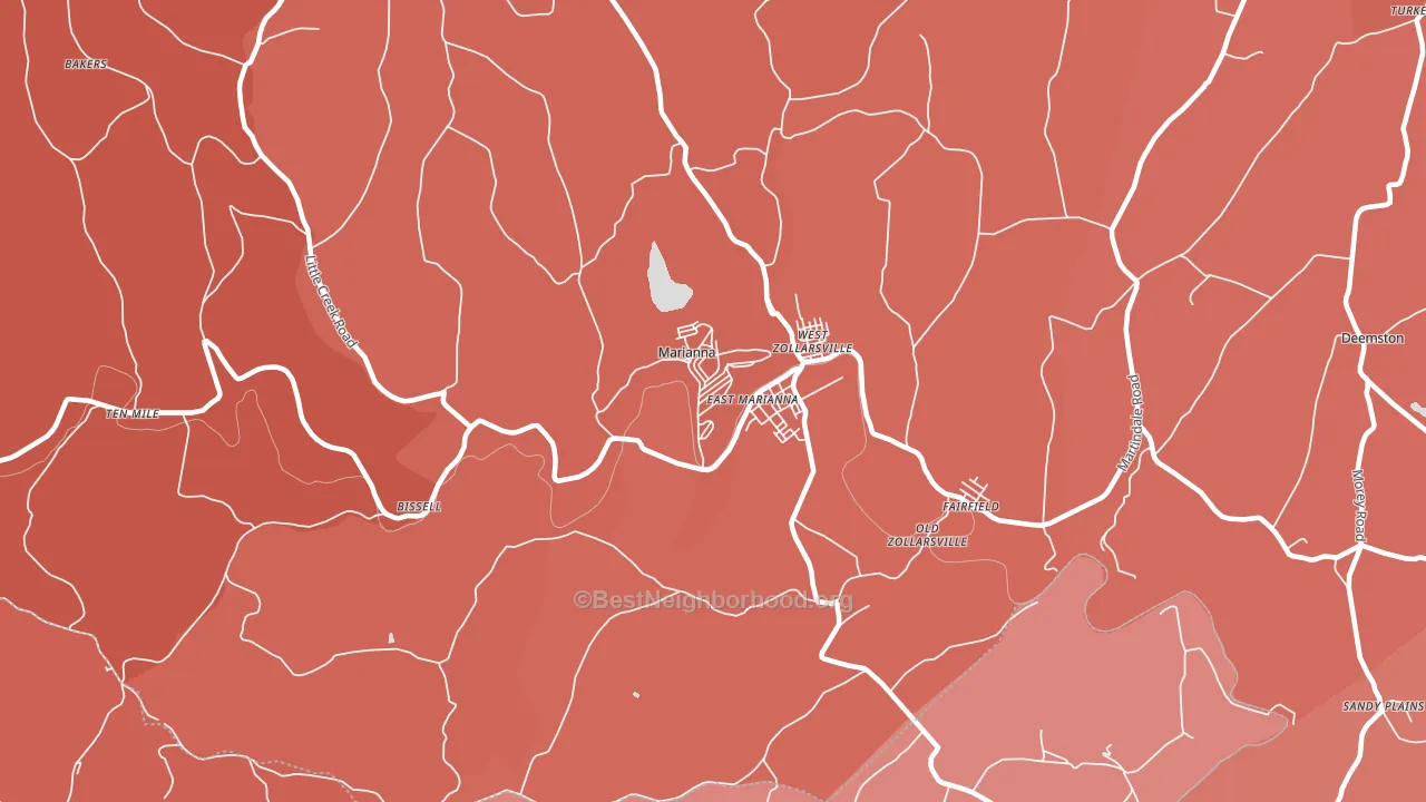 Marianna, PA block-group political-lean map