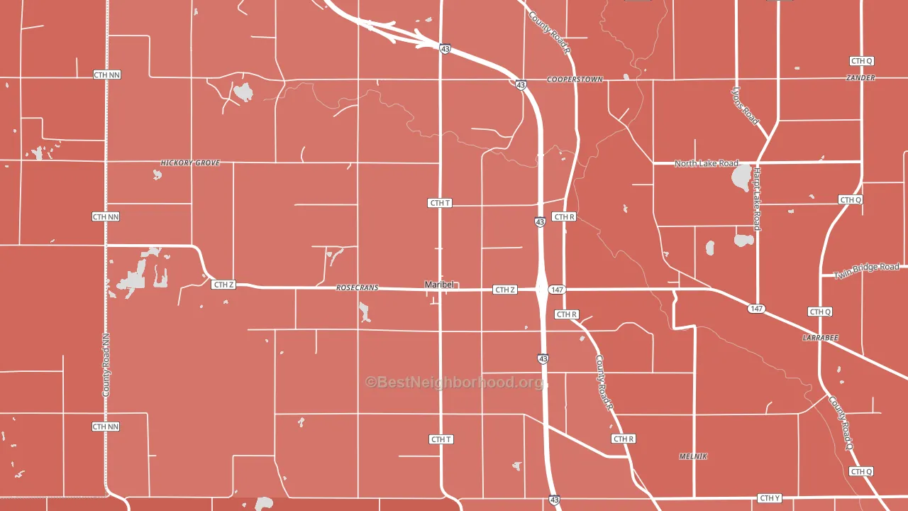 Maribel, WI block-group political-lean map