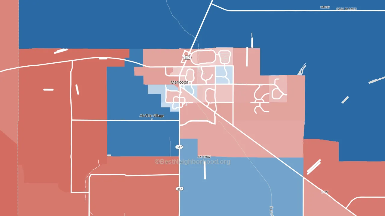 Maricopa, AZ block-group political-lean map
