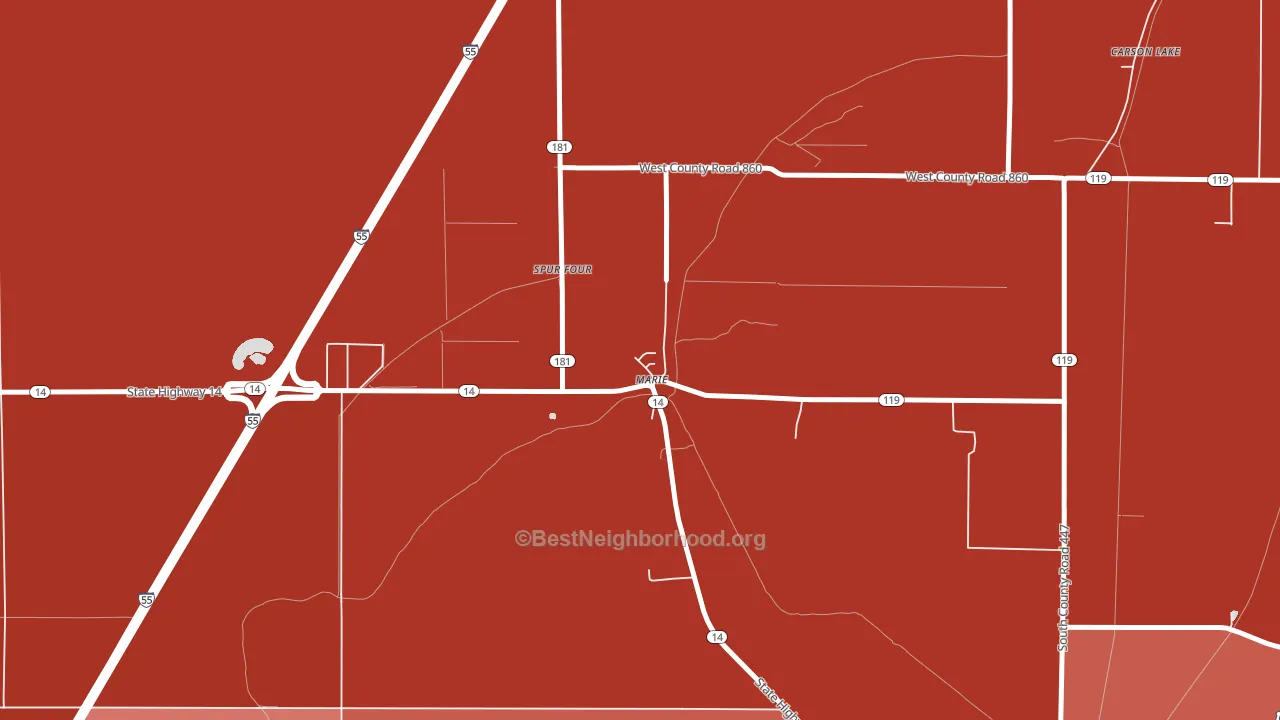 Marie, AR block-group political-lean map