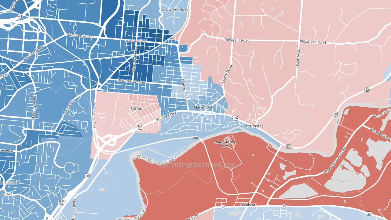 Mariemont, OH block-group political-lean map