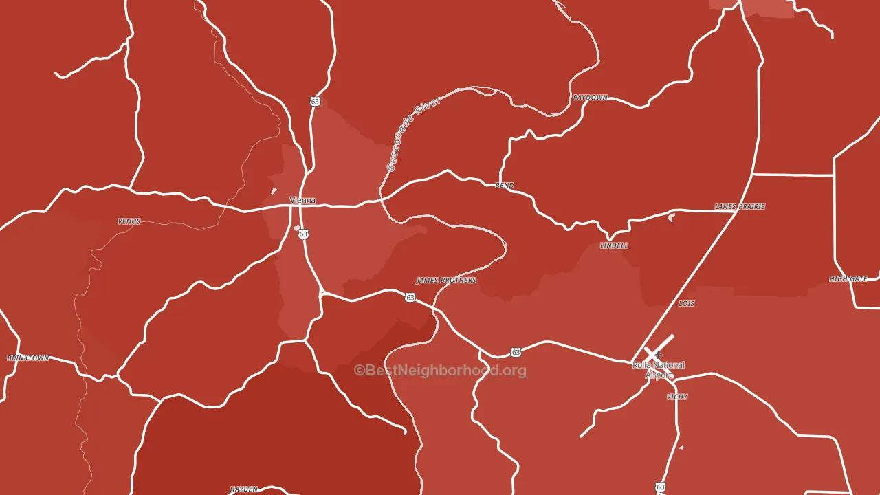 Maries County, MO block-group political-lean map
