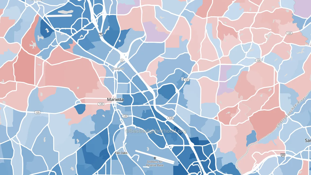 Marietta, GA block-group political-lean map