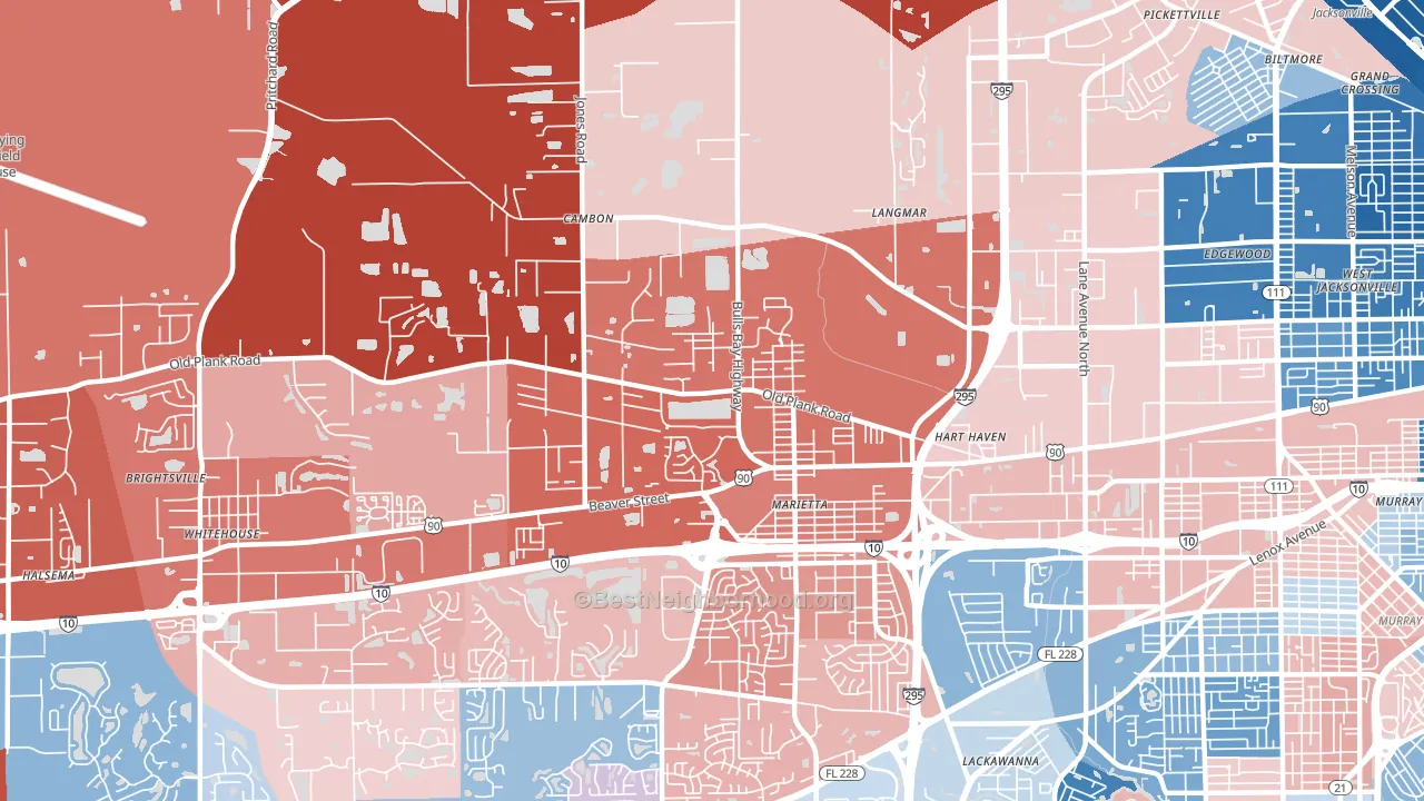 Marietta, Jacksonville, FL block-group political-lean map
