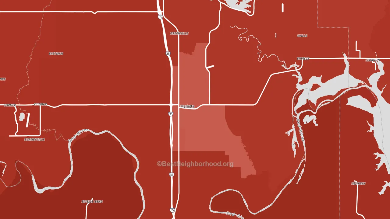Marietta, OK block-group political-lean map