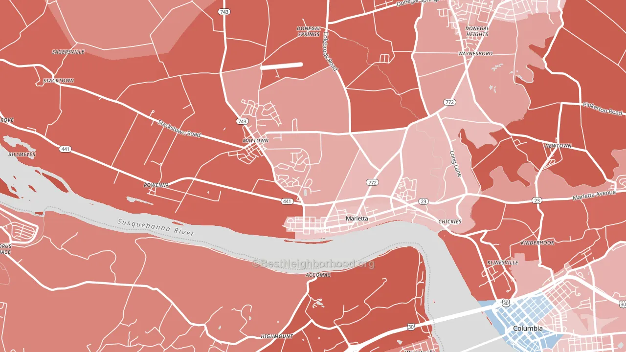 Marietta, PA block-group political-lean map