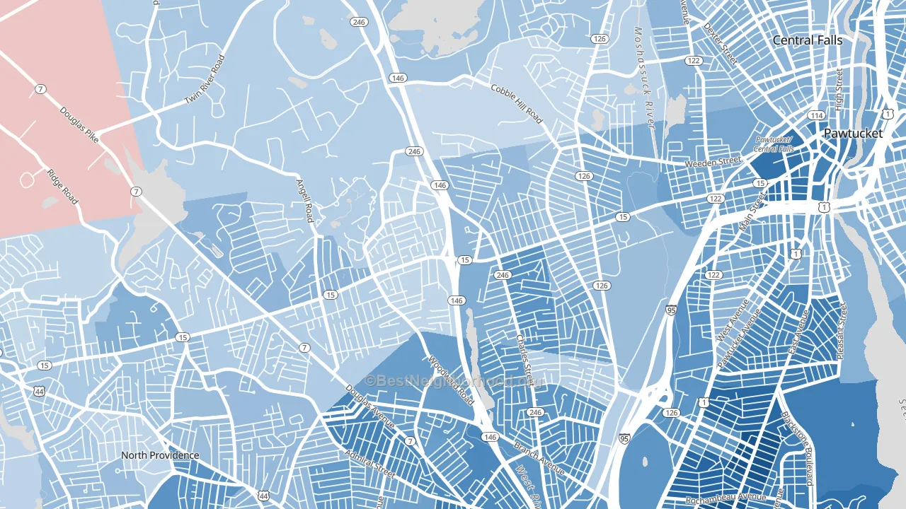 Marieville, Providence, RI block-group political-lean map