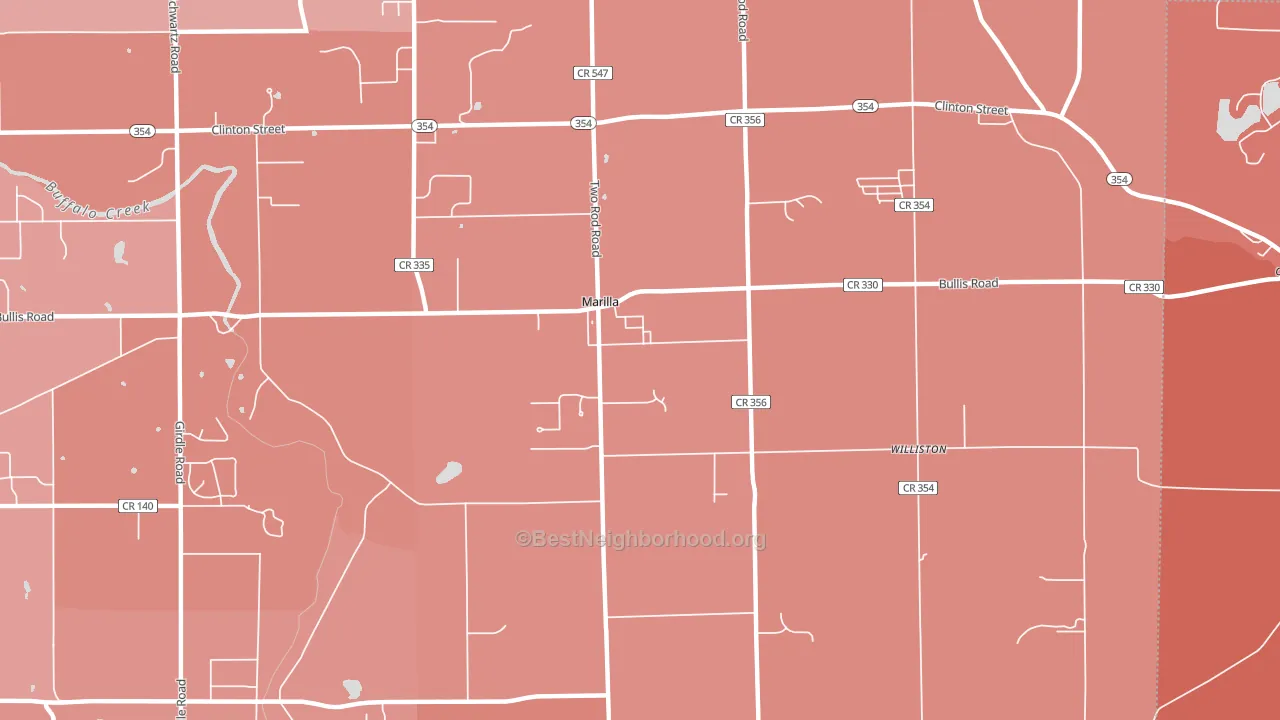 Marilla, NY block-group political-lean map