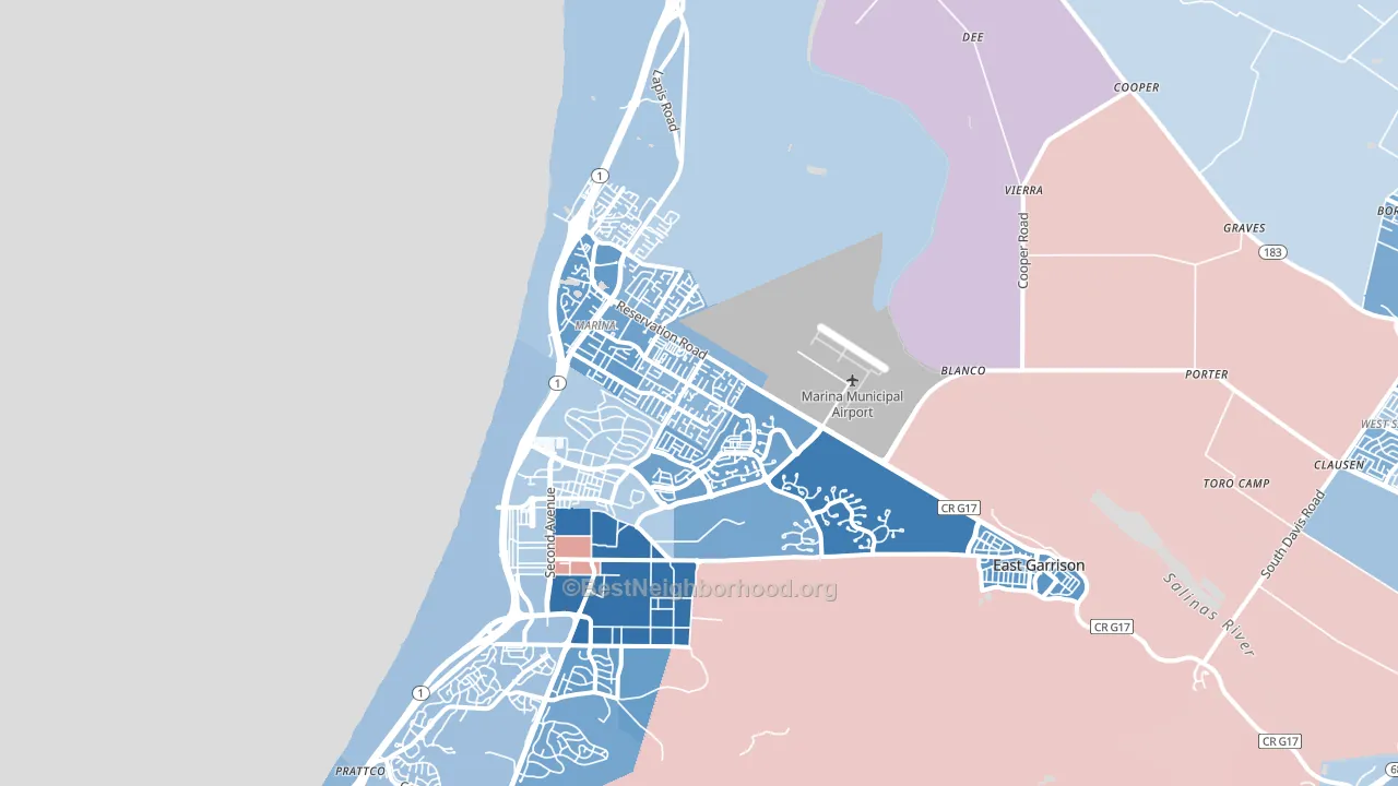 Marina, CA block-group political-lean map