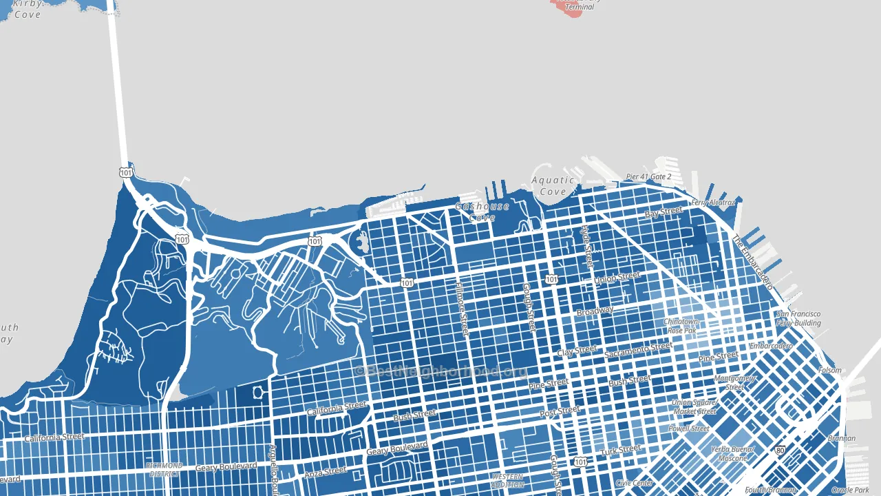 Marina-San Francisco, San Francisco, CA block-group political-lean map
