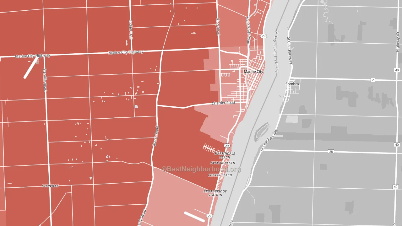 Marine City, MI block-group political-lean map
