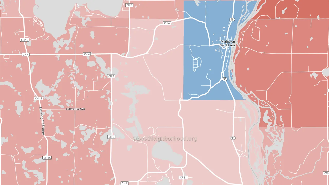 Marine On St. Croix, MN block-group political-lean map