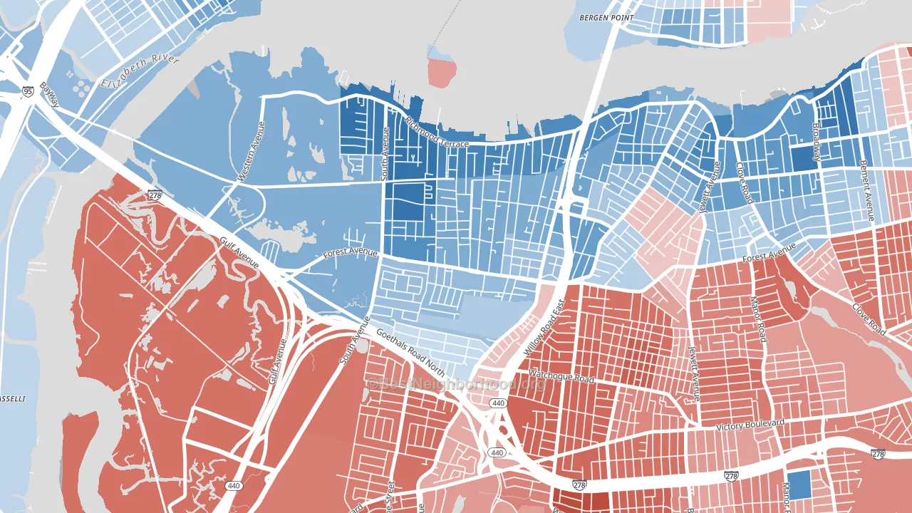 Mariners Harbor, Staten Island, NY block-group political-lean map