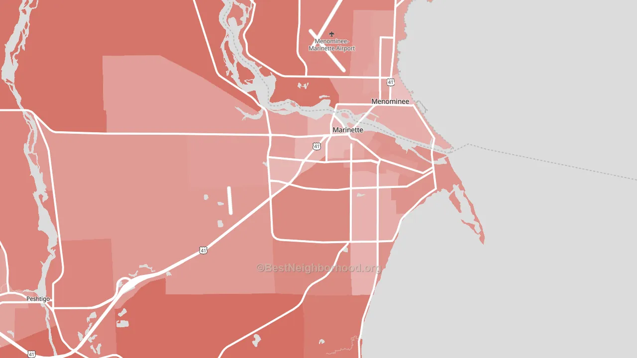 Marinette, WI block-group political-lean map