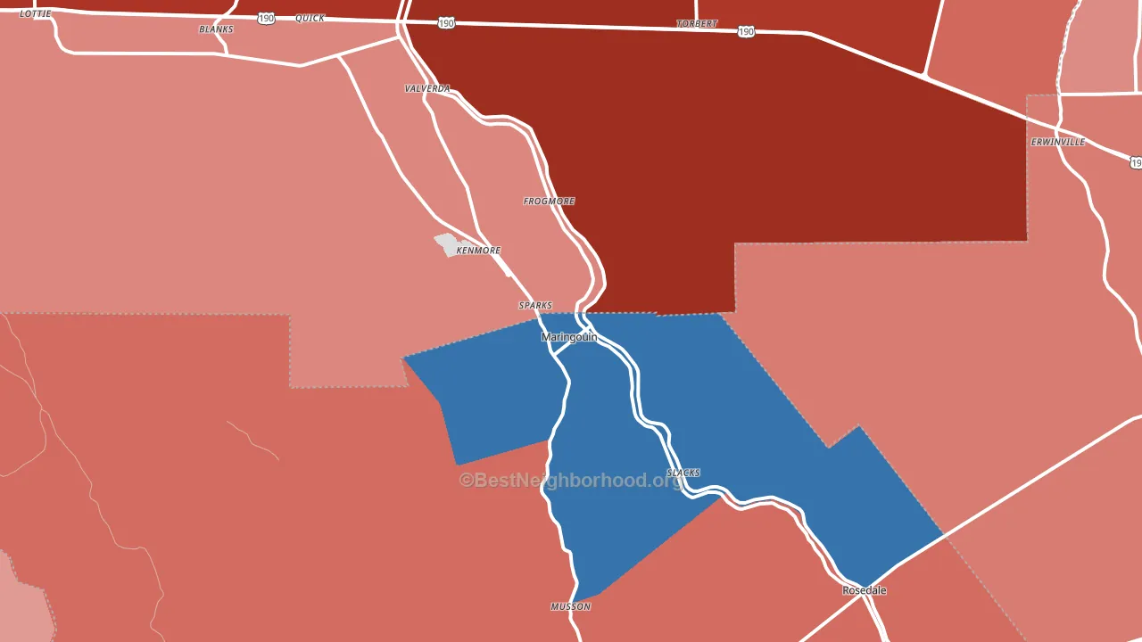 Maringouin, LA block-group political-lean map