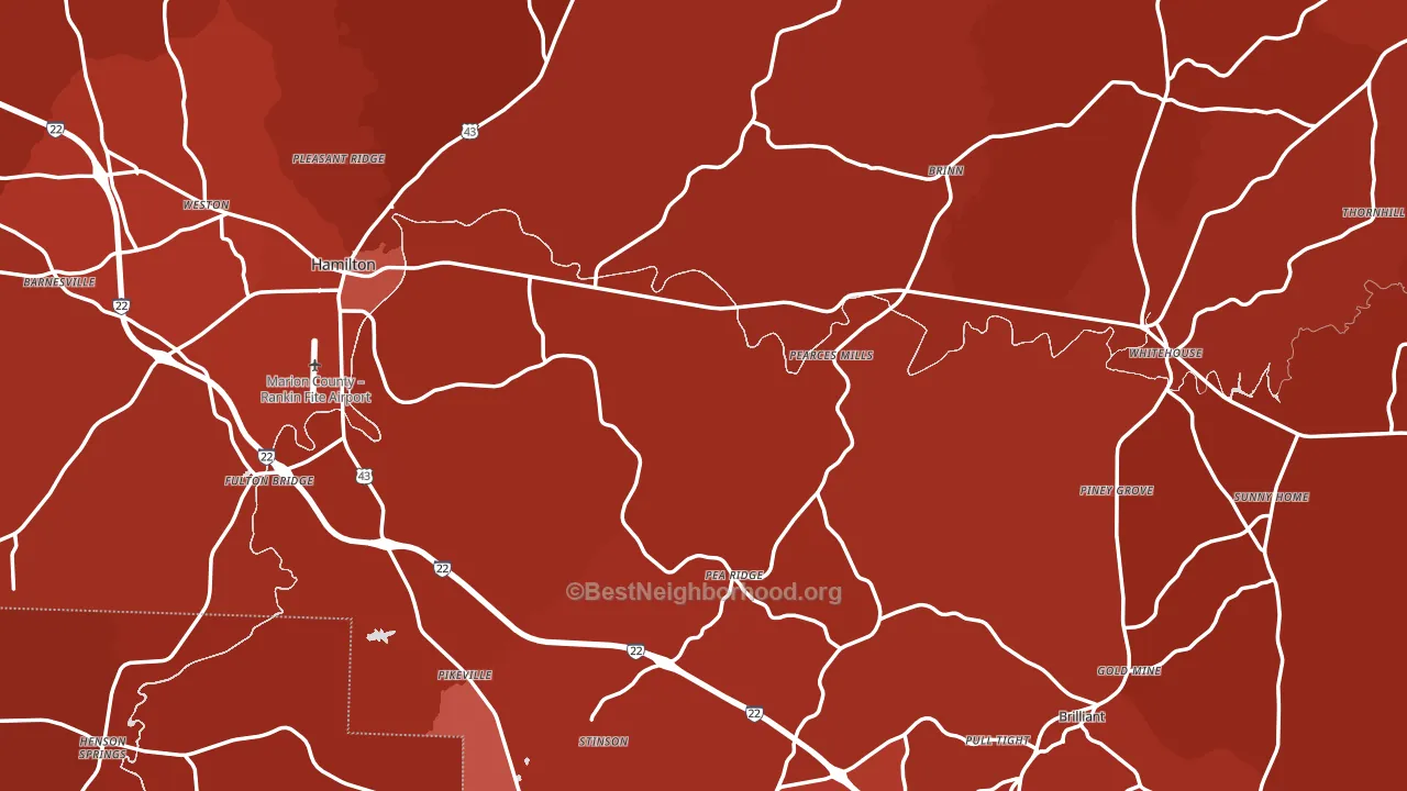 Marion County, AL block-group political-lean map
