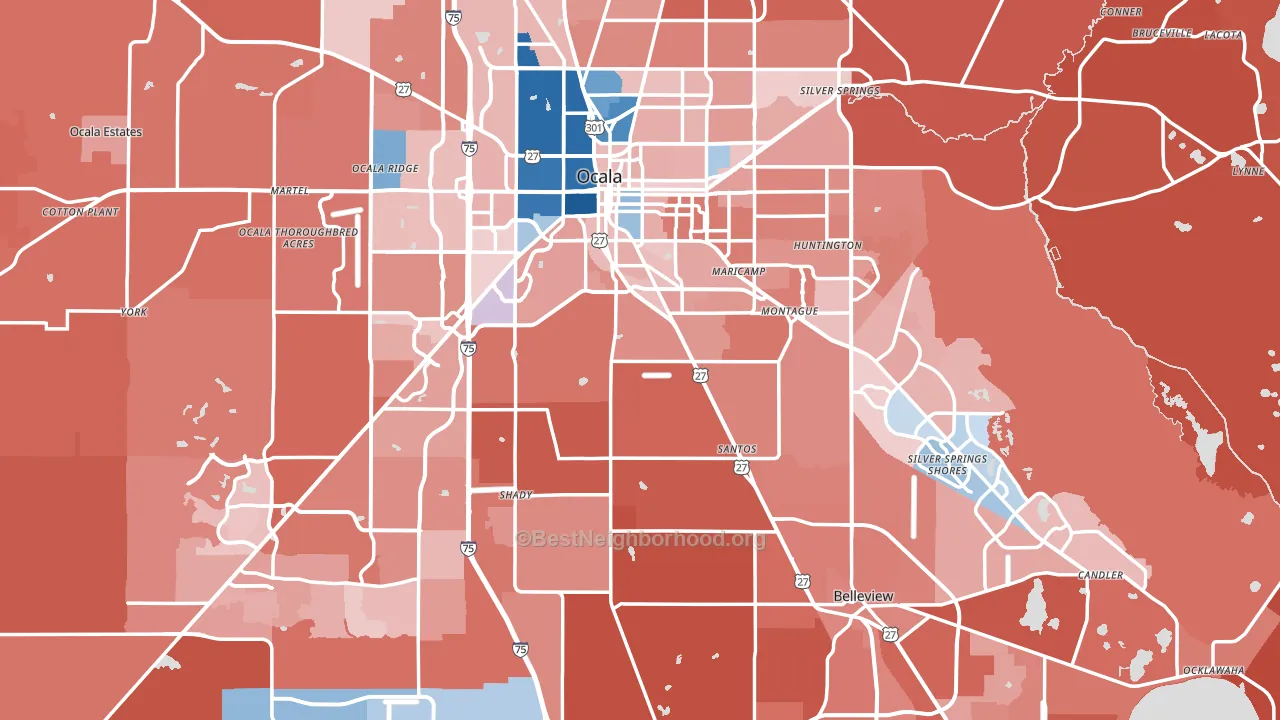 Marion County, FL block-group political-lean map