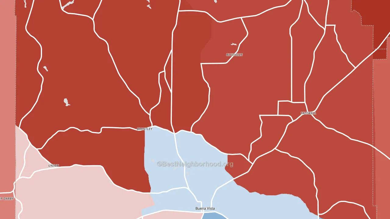 Marion County, GA block-group political-lean map