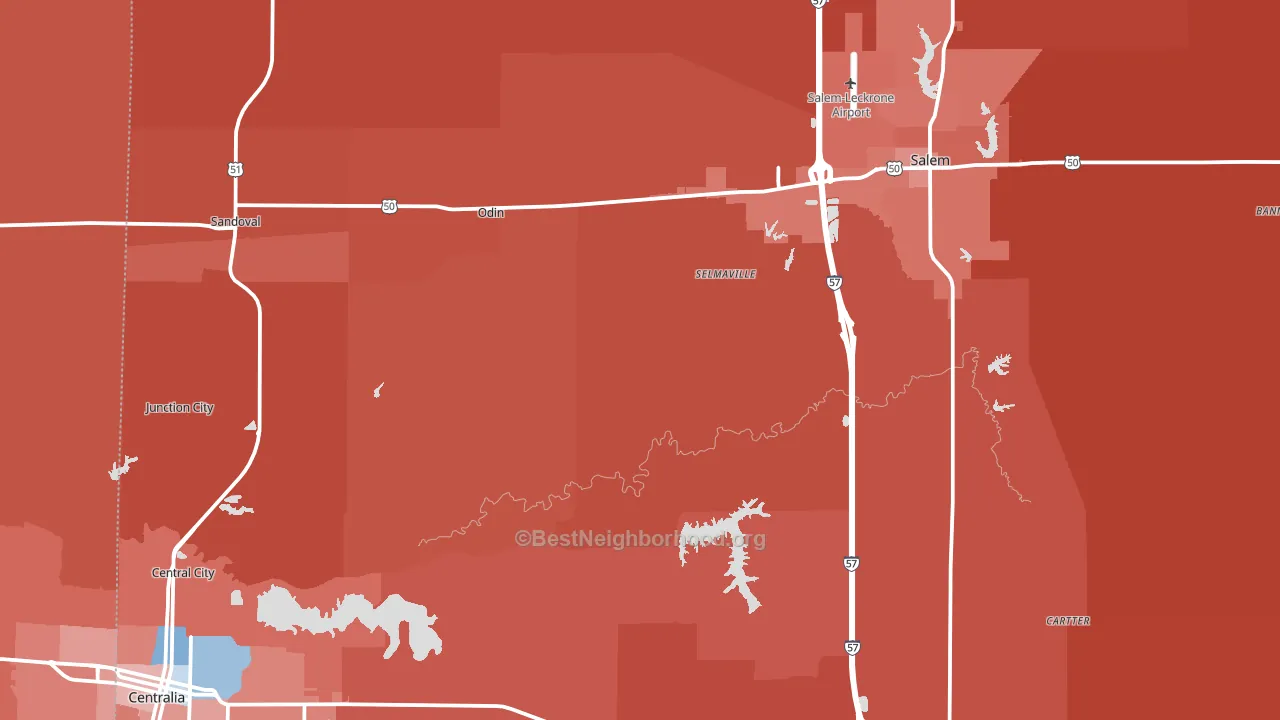 Marion County, IL block-group political-lean map