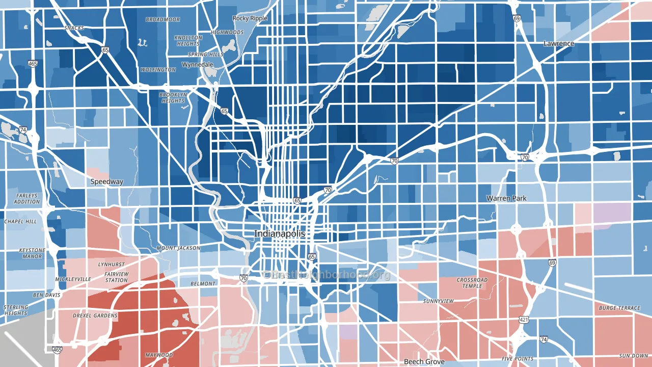 Marion County, IN block-group political-lean map
