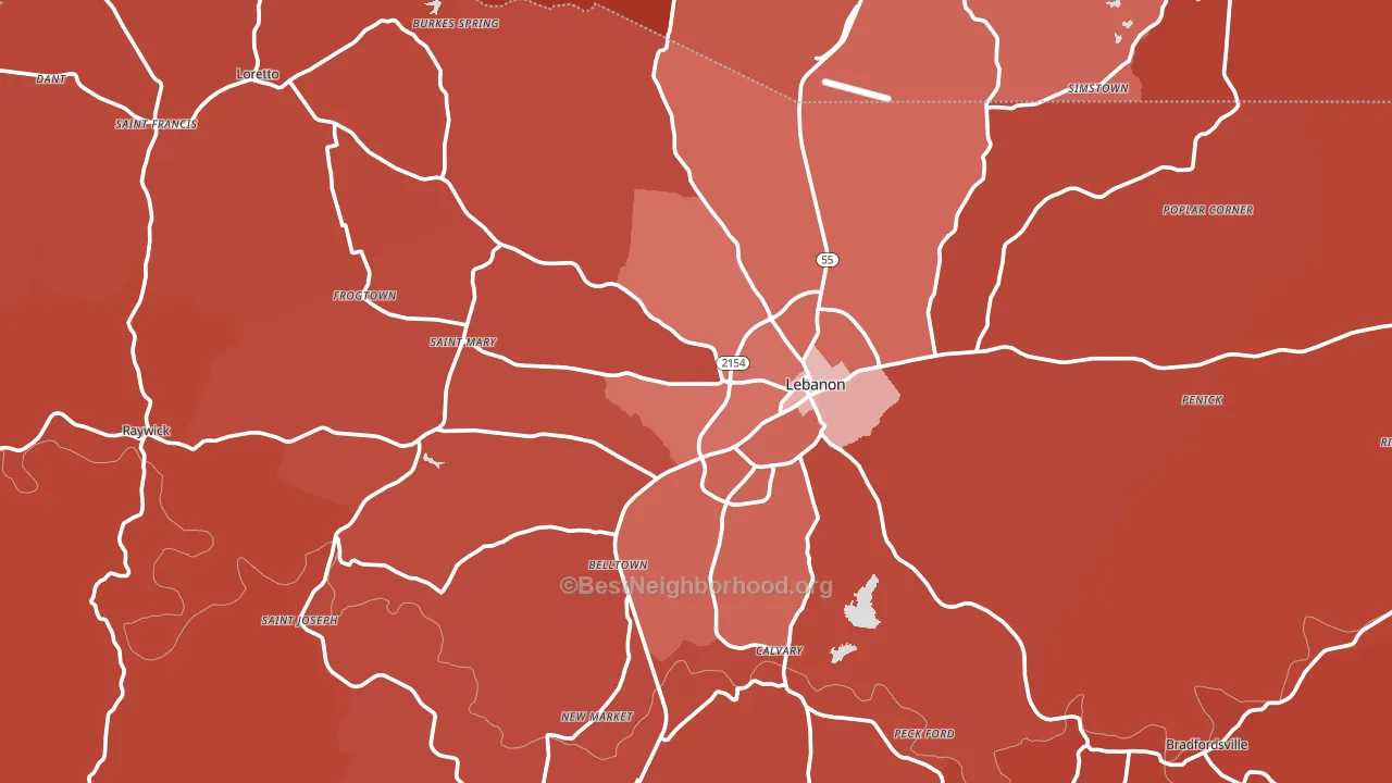 Marion County, KY block-group political-lean map