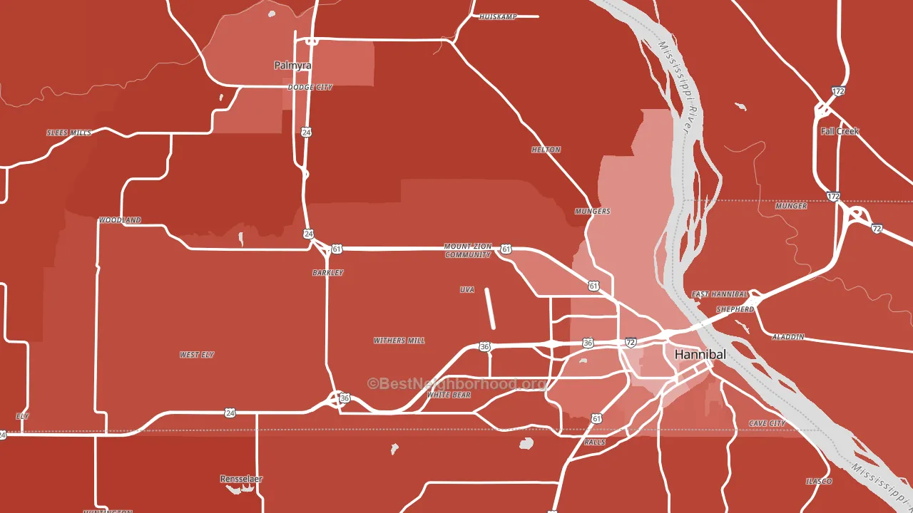 Marion County, MO block-group political-lean map