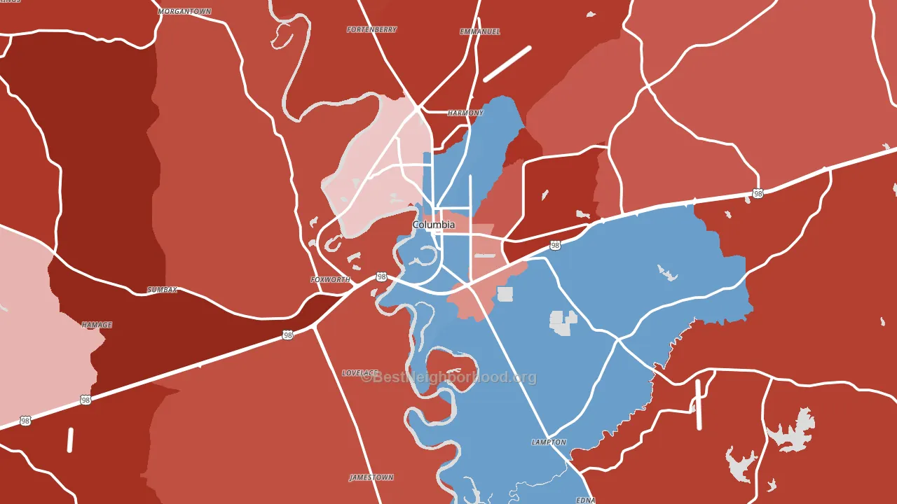 Marion County, MS block-group political-lean map
