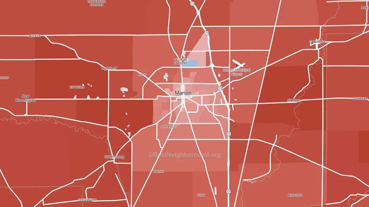 Marion County, OH block-group political-lean map