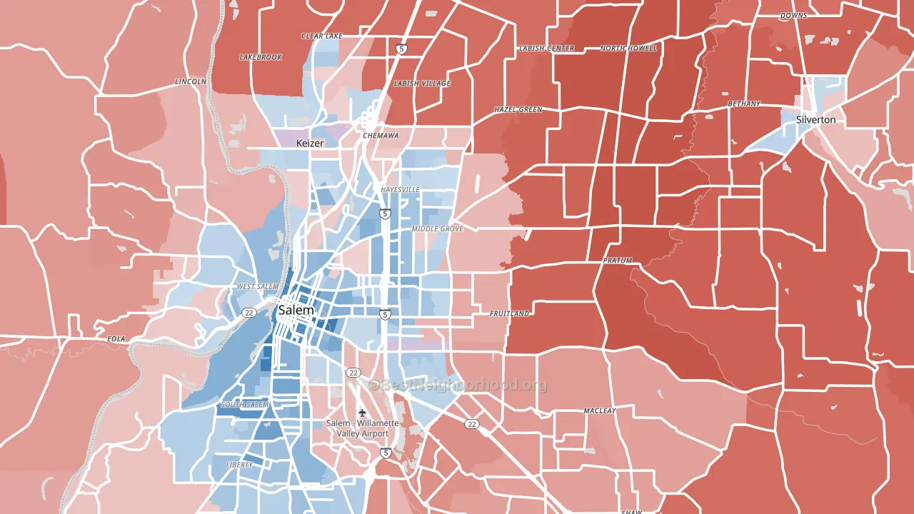 Marion County, OR block-group political-lean map
