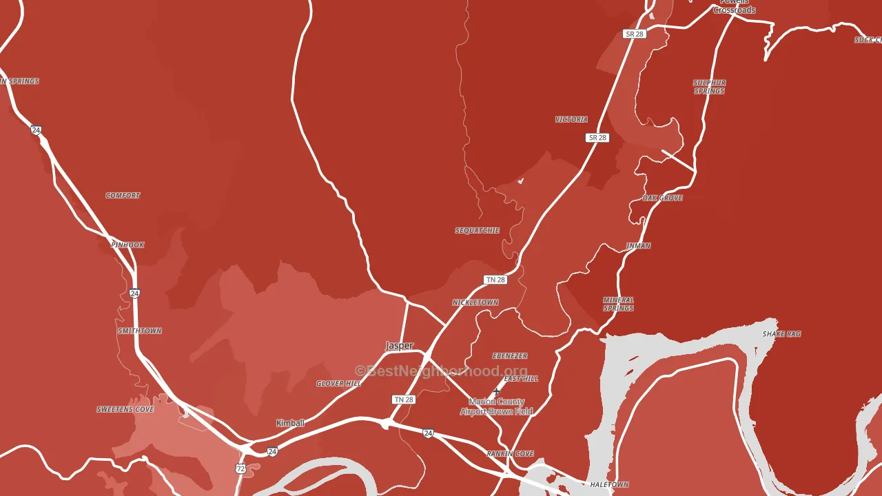 Marion County, TN block-group political-lean map