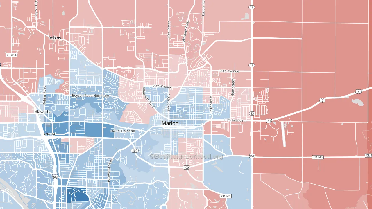 Marion, IA block-group political-lean map