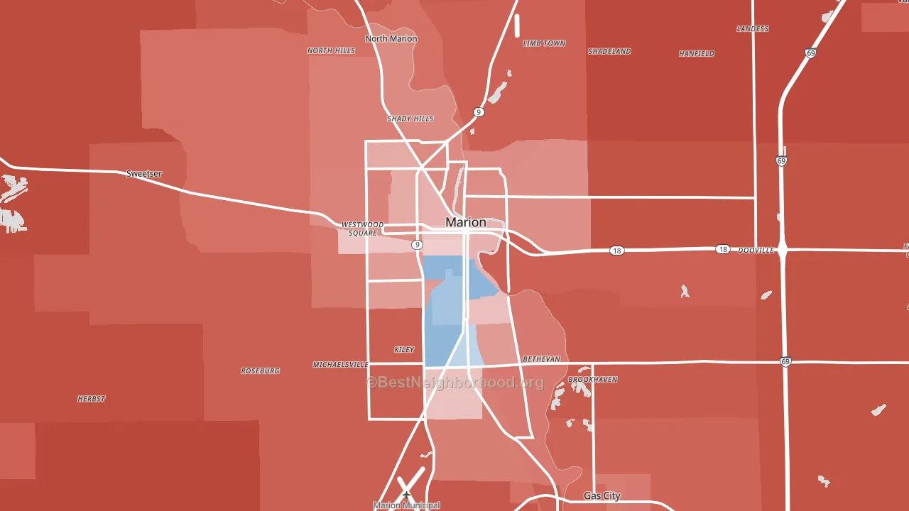 Marion, IN block-group political-lean map