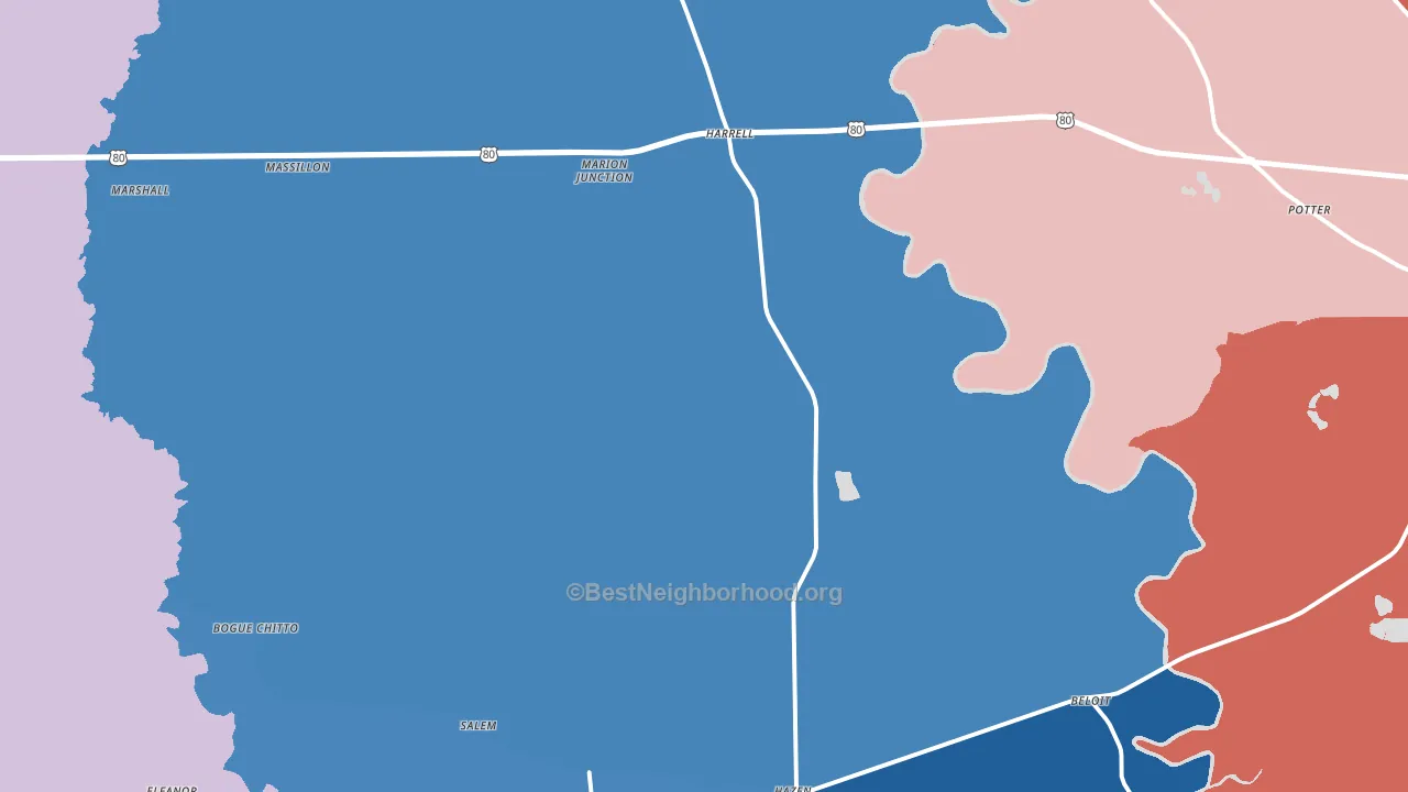 Marion Junction, AL block-group political-lean map